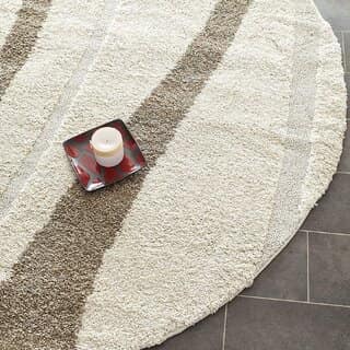 GALLERY HOME Silky Smooth Anti-Skid Shaggy Round Carpet with 2 inch Thickness (6 x 6 Round, Ivory K2)