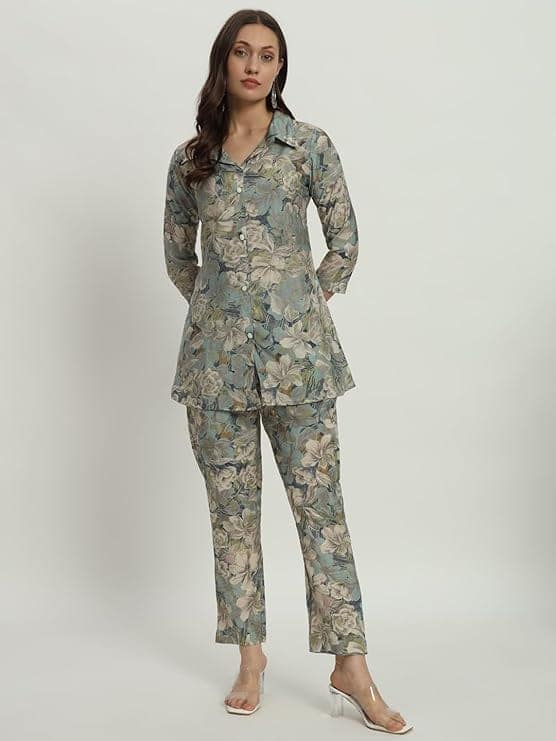 Gulmira Floral Printed Tunic & Palazzo Ethnic Co-Ords view 3