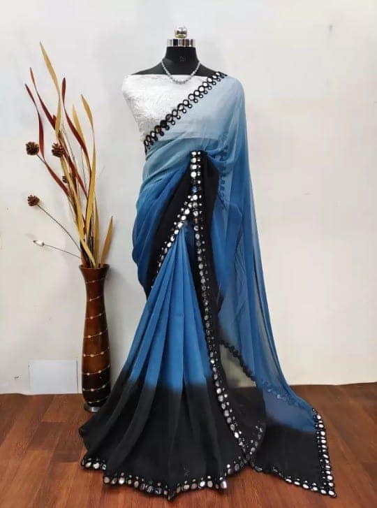 Self Design, Embellished Bollywood Georgette Saree view 2
