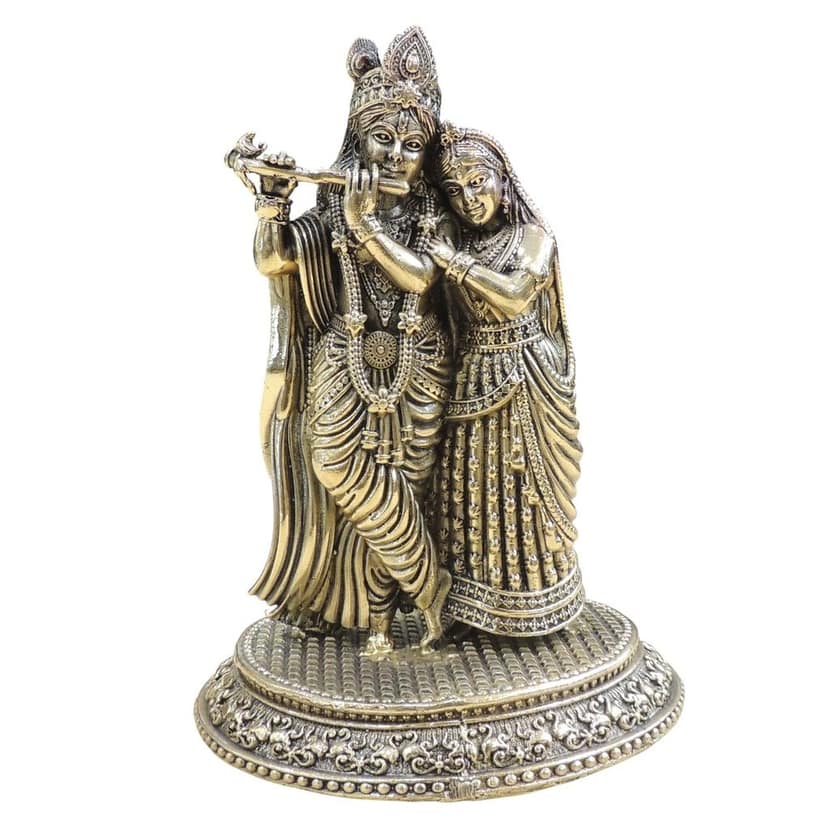 Brass Radha Krishna Idol for Love, Harmony & Vastu, Height : 7 Inch (BSMAS1883 D) view 2