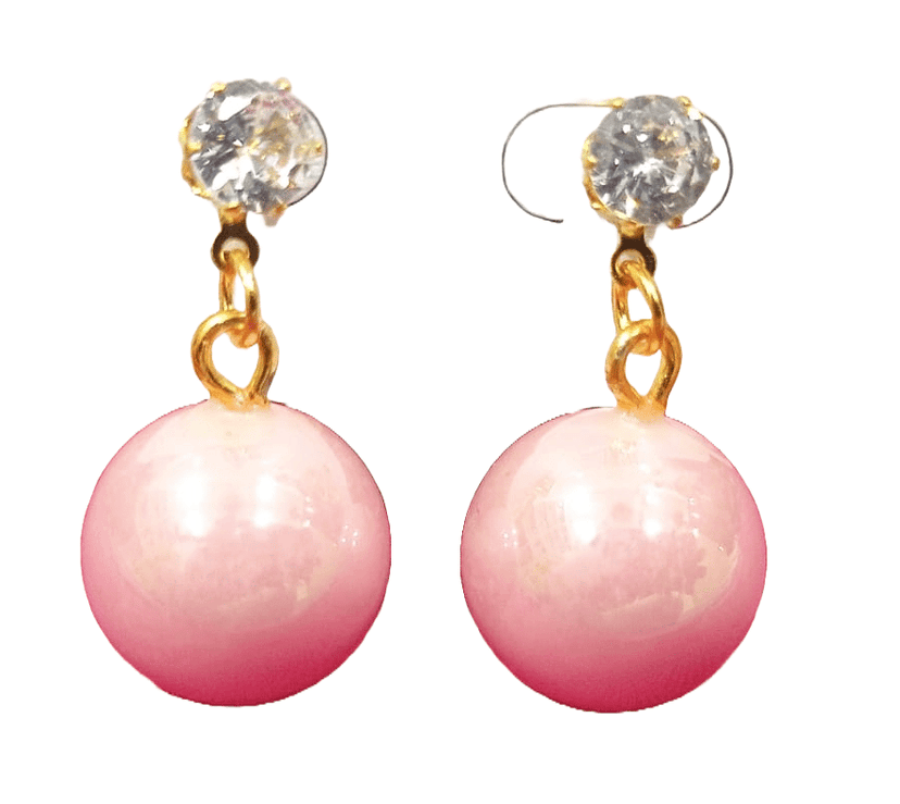Elegant Simulated Pink Pearl Earrings