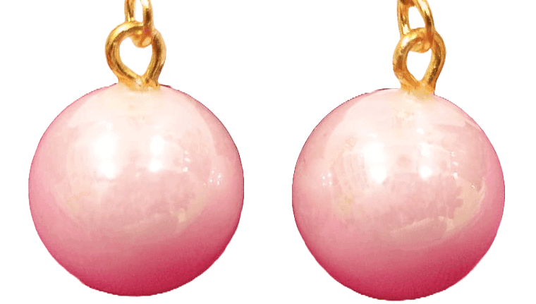 Elegant Simulated Pink Pearl Earrings view 3
