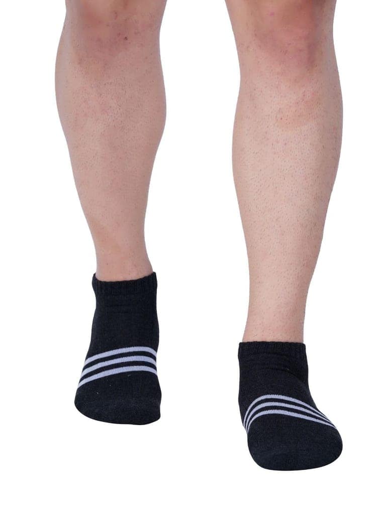 AirGarb Stylish Striped Low Ankle Cotton Socks for Men and Women: Comfortable Cushioning & Breathable Design (Pack of 4) - Multi view 2