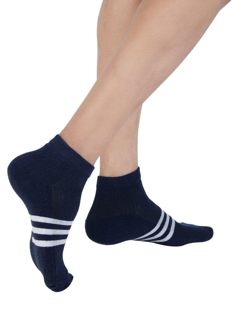 AirGarb Stylish Striped Low Ankle Cotton Socks for Men and Women: Comfortable Cushioning & Breathable Design (Pack of 4) - Multi view 3