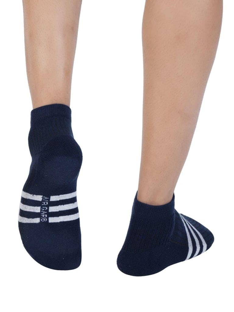 AirGarb Stylish Striped Low Ankle Cotton Socks for Men and Women: Comfortable Cushioning & Breathable Design (Pack of 4) - Multi view 7