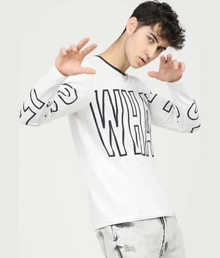 Locomotive Men Cotton Slim Fit Printed T-Shirt ( White )