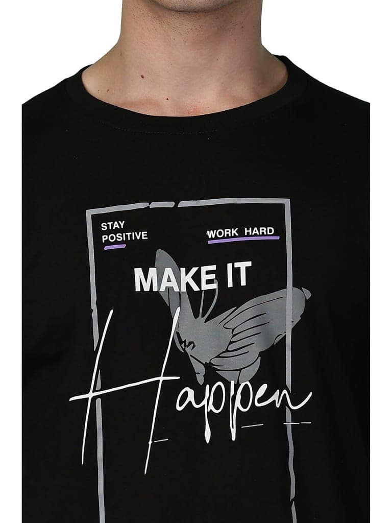 Cotton Black Graphic T-Shirt view 7