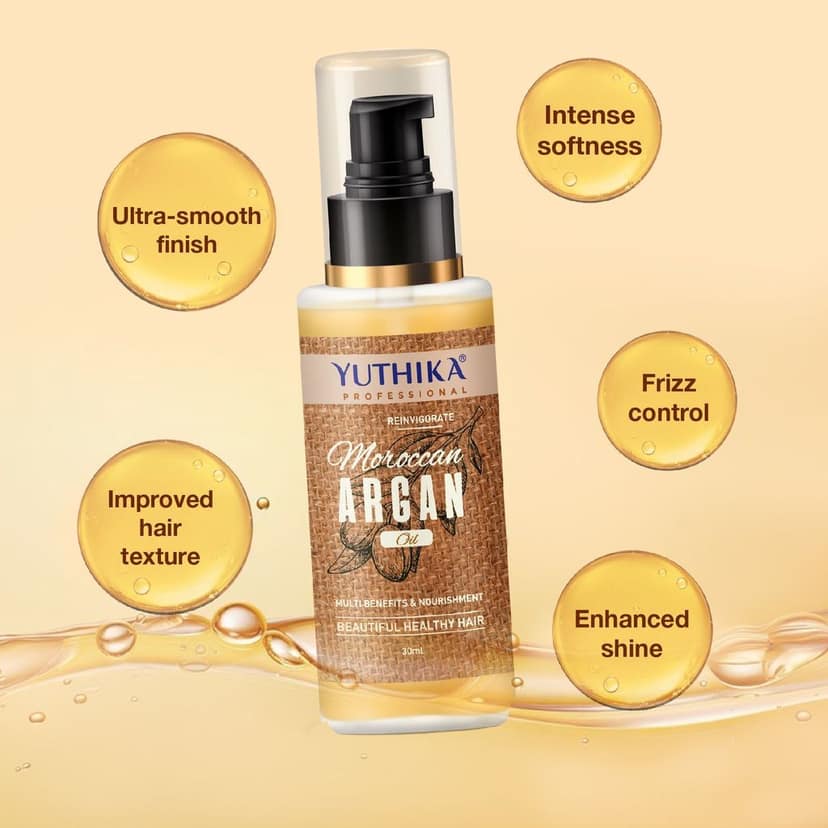 Yuthika Professional Argan Oil for Hair 30ml Moroccan Argan Hair Oil, Silky Shiny Nourished Hair Oil for All Hair Types view 5