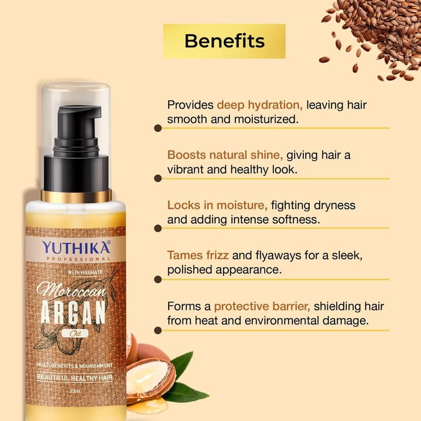 Yuthika Professional Argan Oil for Hair 30ml Moroccan Argan Hair Oil, Silky Shiny Nourished Hair Oil for All Hair Types view 6