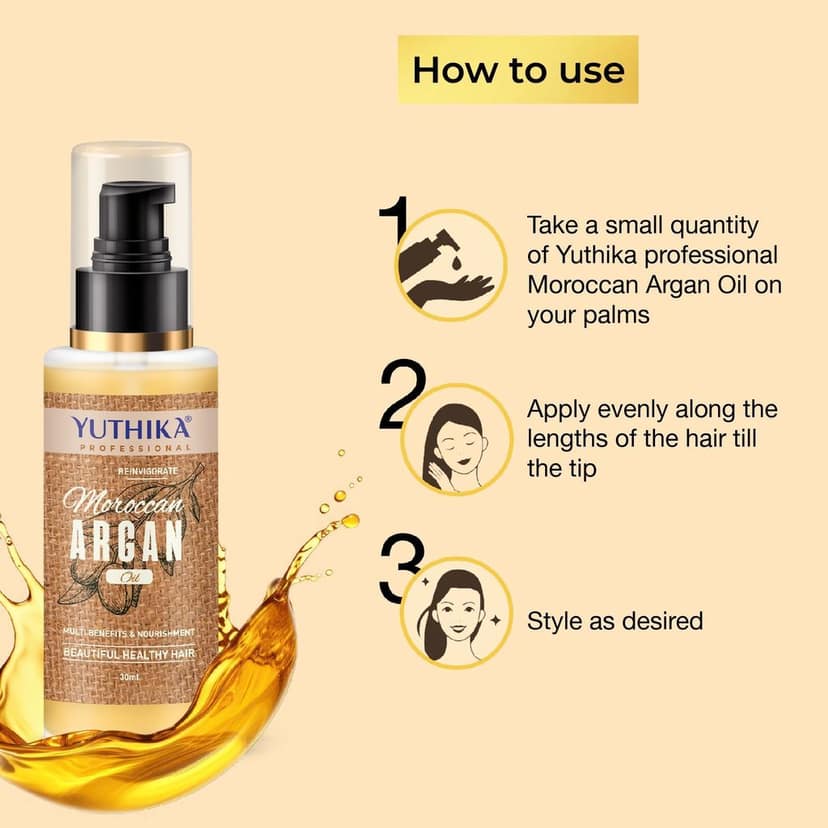 Yuthika Professional Argan Oil for Hair 30ml Moroccan Argan Hair Oil, Silky Shiny Nourished Hair Oil for All Hair Types view 7