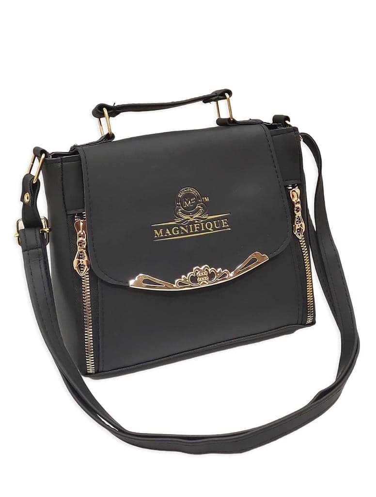 Magnifique Women's Hand/Sling/Side Bag/purse Polyurethane Western (Black)