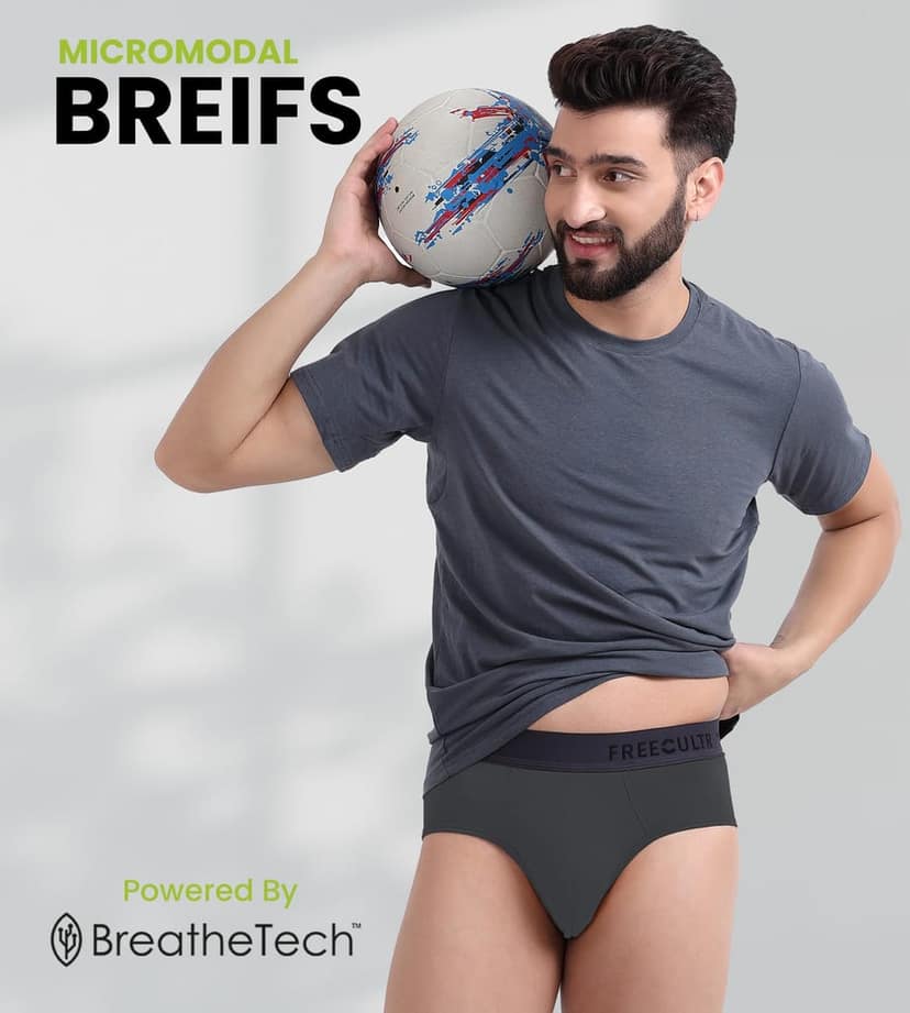 FREECULTR Men's Underwear Anti Bacterial Micromodal Airsoft Brief - Non Itch No Chaffing Sweat Proof Pack of 1-Ash Grey view 4