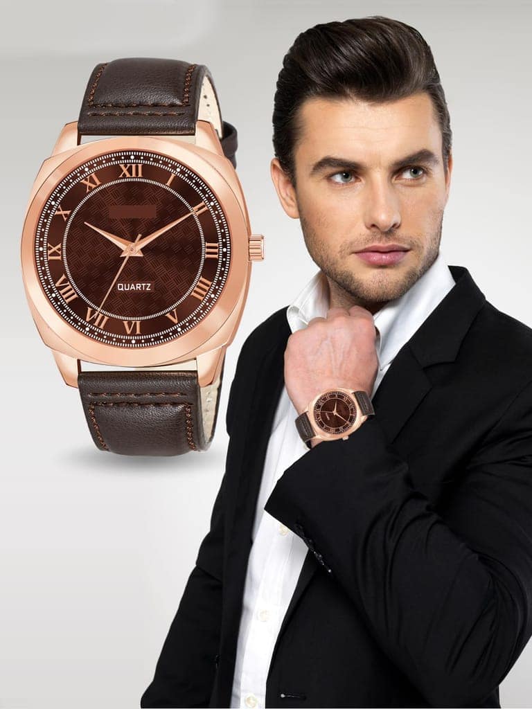 LOREM Black Cubic Designer Printed Dial Analog Watch for Men LR87-UF view 5