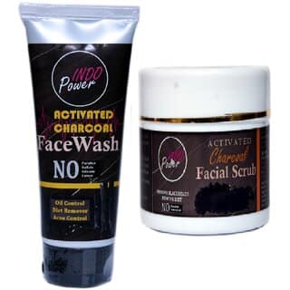 INDOPOWER ADd201-ACTIVATED CHARCOAL FACEWASH 100g. + ACTIVATED CHARCOAL FACIAL SCRUB 100g.