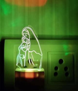 DIONA Night Lamp Mary With Jesus Christian Lord 3D Illusion Jesus Christ Cross
