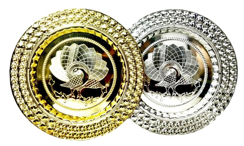 Omkar by R3 Inc. Royal Gift Plate/Tray for Gifts Hampers | Designer Shagun Plate | Wedding Tray for gift/fruit Packing (Pack of 2) Multicolor (Jumbo) view 2