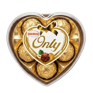 BIKRUX Only Luxury Chocolate Gift Box - Heart-Shaped Assortment with Premium Hazelnuts 5 piece