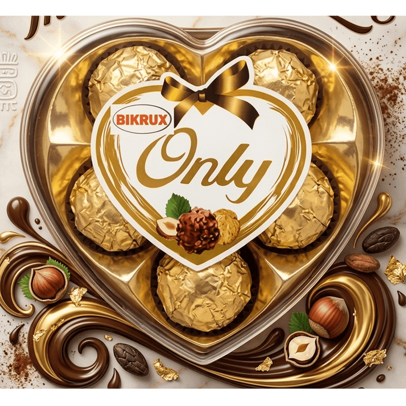 BIKRUX Only Luxury Chocolate Gift Box - Heart-Shaped Assortment with Premium Hazelnuts 5 piece view 2