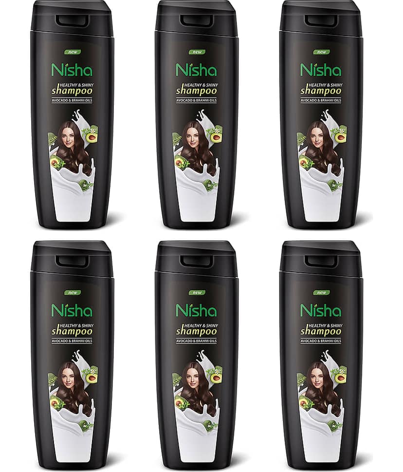 Nisha Healthy & Shiny Shampoo for Women Men 75ml Pack of 6, Avocado & Brahmi Shampoo for Strong Beautiful Hair