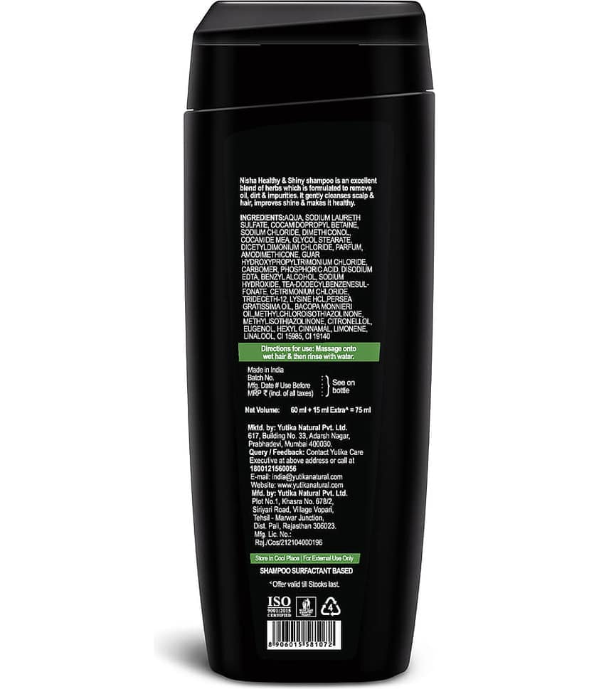 Nisha Healthy & Shiny Shampoo for Women Men 75ml Pack of 6, Avocado & Brahmi Shampoo for Strong Beautiful Hair view 2