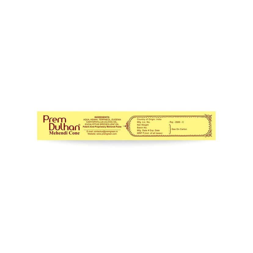Prem Dulhan Brown Henna Cones Box 12 Pcs with Flower Stencil Yellow view 9