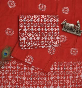 Handcrafted Batik Print Unstitched 3-Piece Cotton Suit Set