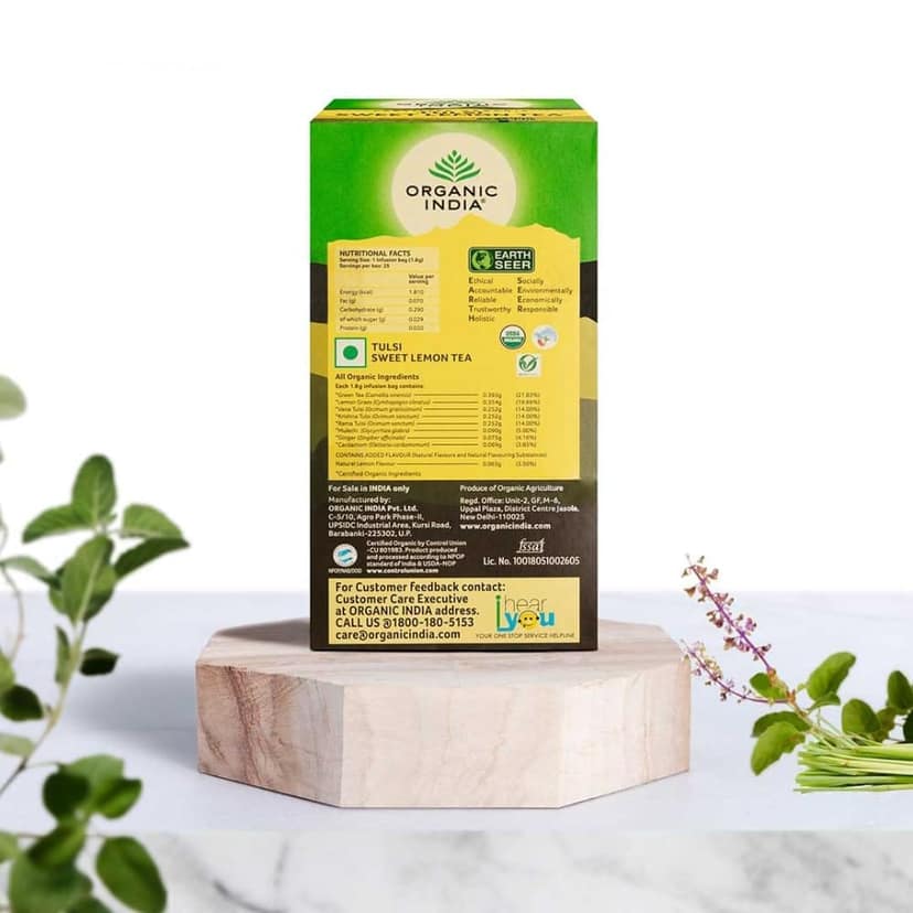 Organic India Tulsi Sweet Lemon 25 Tea Bags view 7