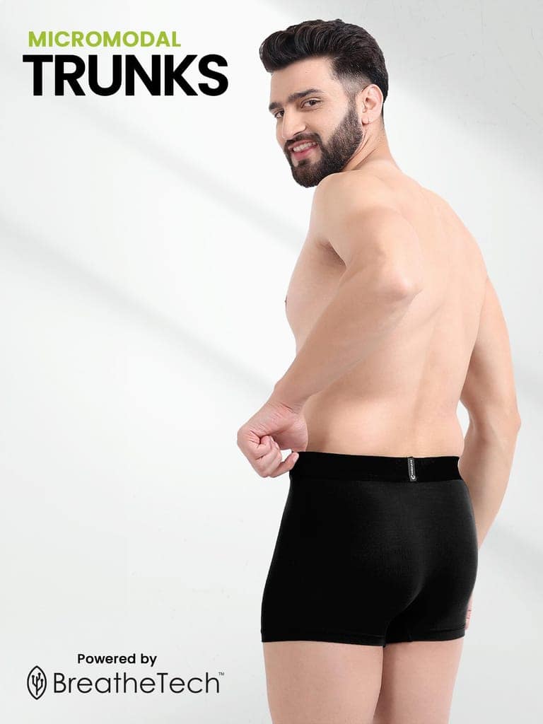 FREECULTR Men's Underwear Anti Bacterial Micromodal Airsoft Trunk - Non Itch No Chaffing Sweat Proof - Pack of 3-Sable Black,Mist Grey,Avocado Green view 4