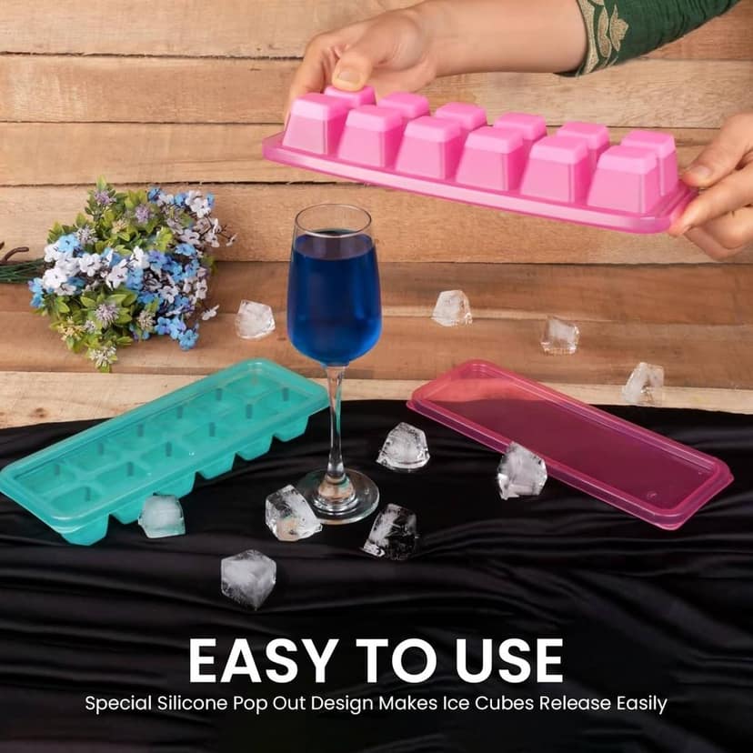 Craftlayout Pack of 2 Silicone Ice Cube Tray With Lid view 2