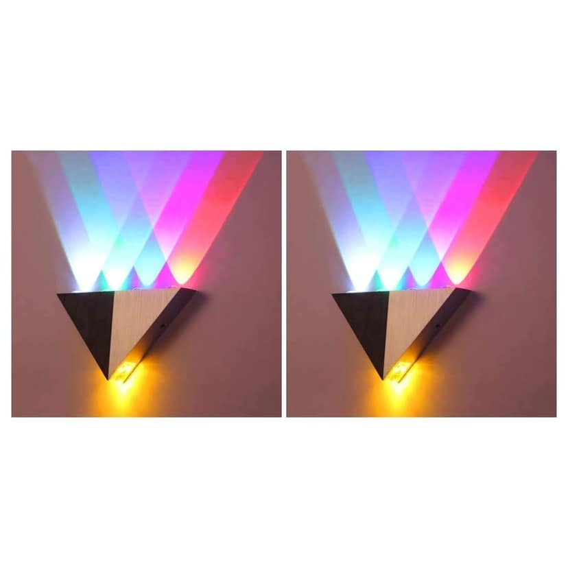SPARKWORLD Multicolor LED Wall Light (Pack of 2) | 2-Way Up & Down Wall Washer Lights | Waterproof IP65 Outdoor Decorative Lights for Balcony, Elevation, Garden & Living Room | Colour: Triangle Multicolor (Pack of 2)