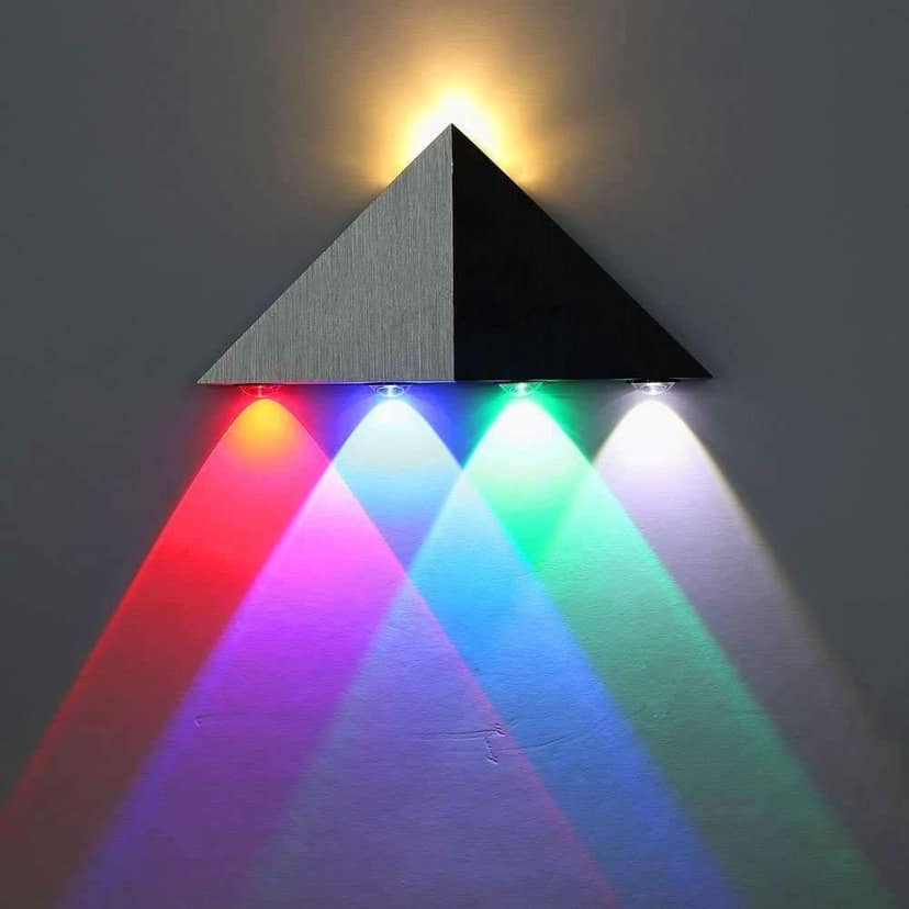 SPARKWORLD Multicolor LED Wall Light (Pack of 2) | 2-Way Up & Down Wall Washer Lights | Waterproof IP65 Outdoor Decorative Lights for Balcony, Elevation, Garden & Living Room | Colour: Triangle Multicolor (Pack of 2) view 2