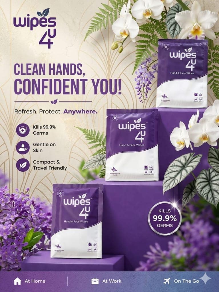 Wipes4u Individually Packed Face and Hand Wet Wipes Combo ( 25 Lavender + 25 Lemon ) view 3