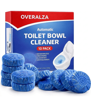 OVERALZA Automatic Toilet Bowl Cleaner Tablets (10 Pack) | Long-Lasting Flush Deodorizer, Stain Remover & Freshener for Bathroom Hygiene