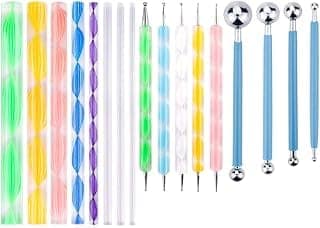 Dotting Tools Set with Mandala Dotting Stencils Templates Brushes and Paint Tray for Painting Rocks Drawing Drafting Kids Crafts & Nail Art (17 Pcs Mandala Set, Multicolor)