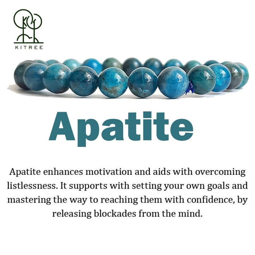 KITREE NATURAL APATITE CRYSTAL BRACELET 8MM ROUND FOR UNISEX (COLOR BLUE) view 3