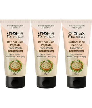 Globus Naturals Retinol Rice Peptide Face Wash,For Crystal Glow,All Skin Types,50Gm (Pack of 3)