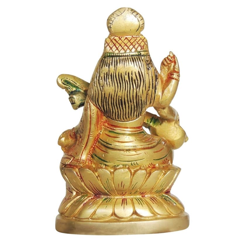 Brass Goddess Saraswati Idol - Spiritual Decorative Sculpture, Height : 6 Inch (BSMAS1413 C) view 3