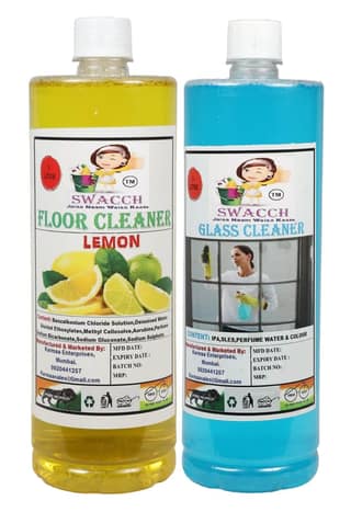 HOME CARE COMBO Floor Cleaner Lemon & Glass Cleaner 1 Litre (Pack of 2)