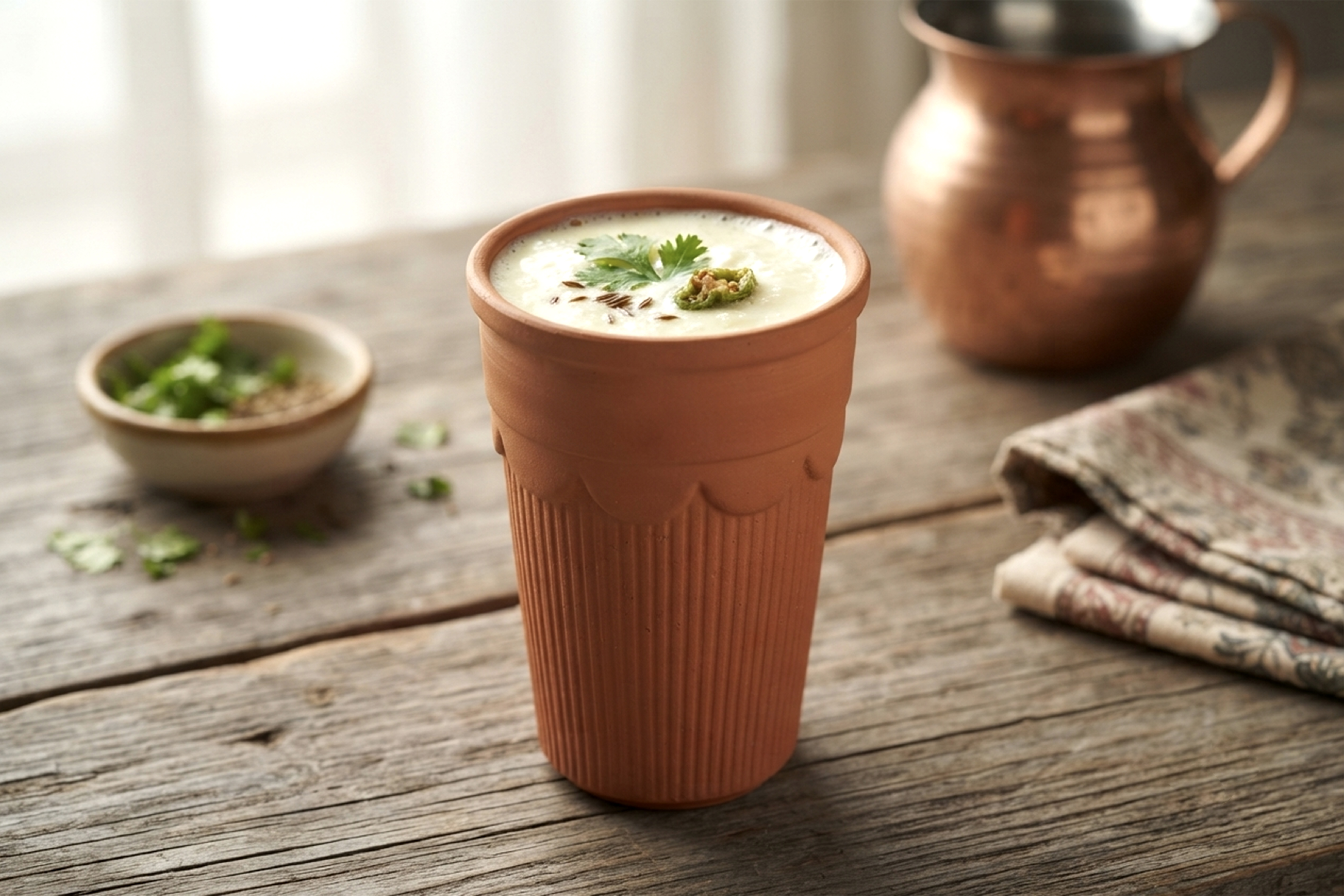 Traditional Clay Glass, Handcrafted Earthen Pottery Drinking Glass for Serving Water, Beverages and Everyday Use