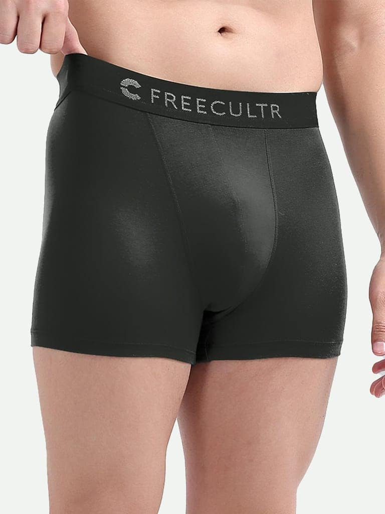FREECULTR Men's Underwear Anti Bacterial Micromodal Airsoft Trunk - Non Itch No Chaffing Sweat Proof - Pack of 3 (Martini Blue, Ash Grey, Cloud White) view 5