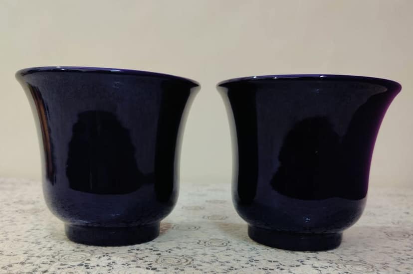 Homefrills High Glossy Blue Colour Ceramic Small Planters Pots Combo for Indoor & Outdoor Home, Garden, Office Decor,Balcony Planters Pot Gamla Size-14 * 13 cm Colour-Blue(Set of 2) view 2