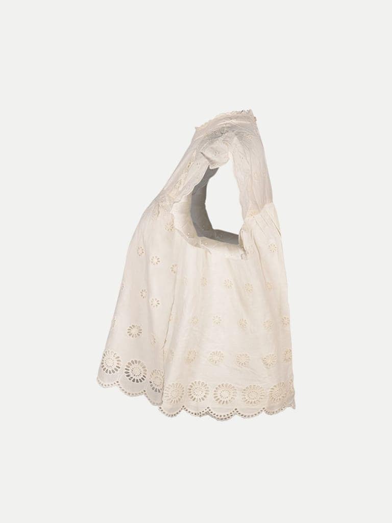 Women White Embroidery Blouse view 3