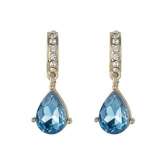 Aqua Stone Drop Crystal Hoop Earring for Girls Brass Material Earrings for Women's Fashion Jewellery for Party
