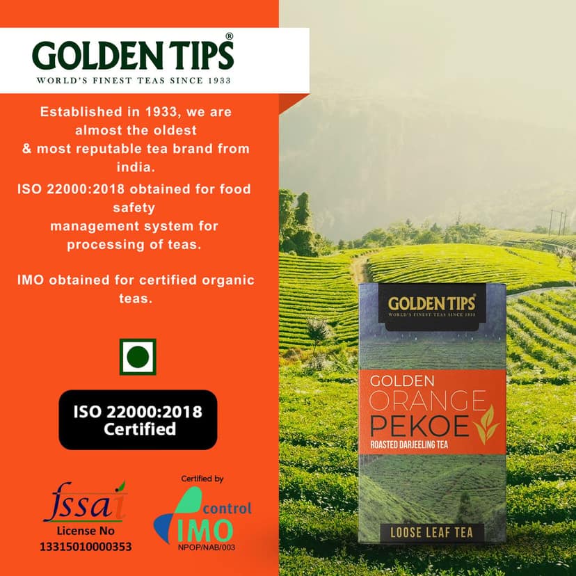 Golden Tips Darjeeling Orange Pekoe Loose-Leaf Black Tea, Premium Himalayan Single-Origin Tea, Handpicked & Expertly Processed for Rich Aroma & Flavor, Fresh & Authentic, (100 gram- 50 Cups) view 5