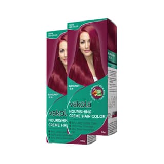 Vakola Hair Color Cream 100ml - Burgundy | Long Lasting Grey Coverage | With Almond Oil & Aloe Vera | Nourishing Permanent Hair Dye