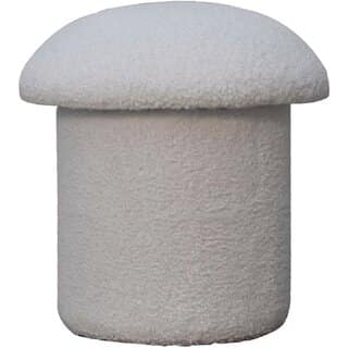 White Boucle Mushroom Footstool