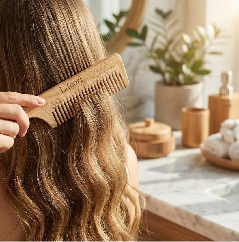 Lifeori Hair Care Kit with Scalp Massager & Wooden Neem Tail Comb for Hair Growth, Scalp Massage, Detangling & Daily Hair Care view 4