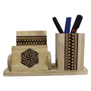 Garvi Gurjari Handcrafted Sadeli Work Wooden Pen stand