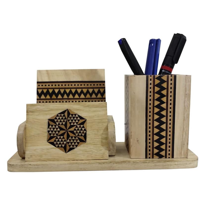 Garvi Gurjari Handcrafted Sadeli Work Wooden Pen stand