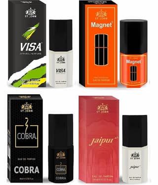St. John Visa, Magnet, Cobra, Jaipur Pocket Perfume for Men 10 ml ( Pack of 4 )